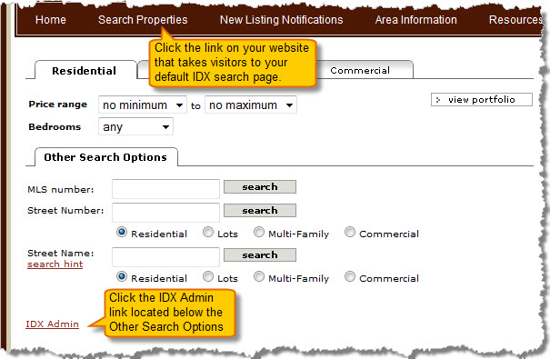 Logging In To Your IDXCentral Account Manager Real Estate Web Site 