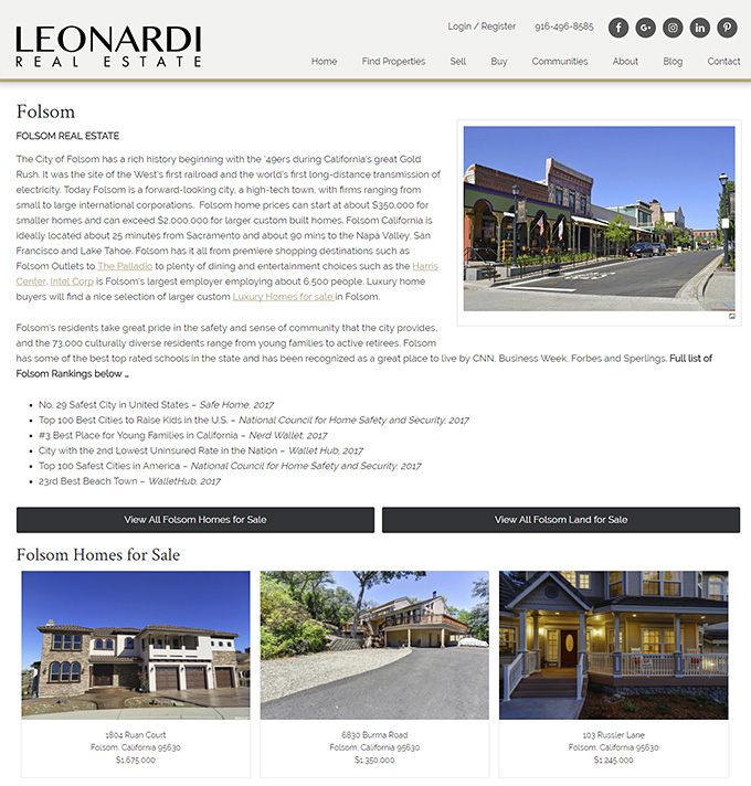 John Leonardi Neighborhood page example