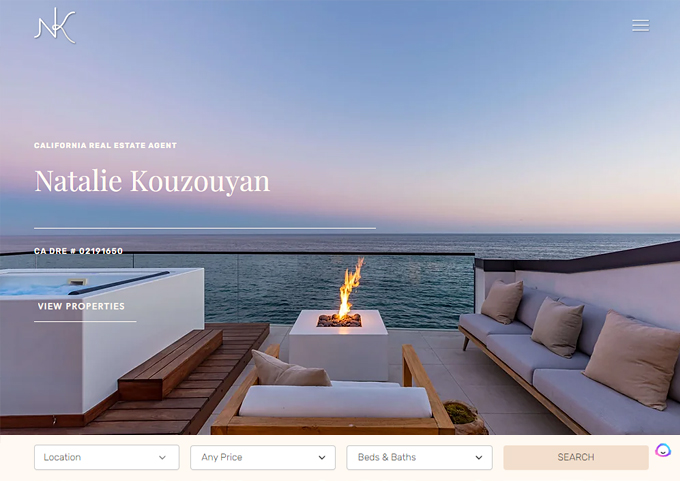 real estate website screen shot of oceanfront view