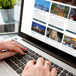 real estate blog example on laptop screen