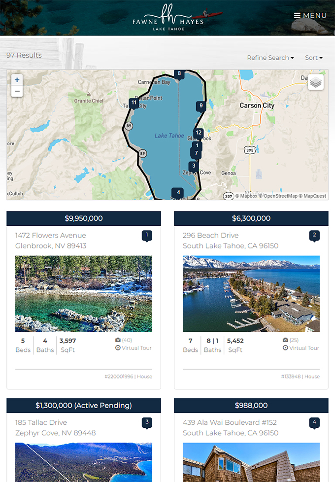 screenshot of lakefront homes in tahoe