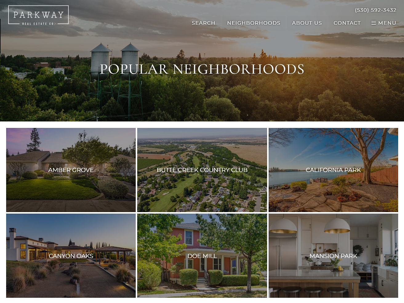 screenshot of neighborhoods landing page