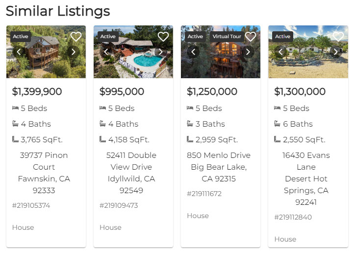 screen shot of idx listings on a site