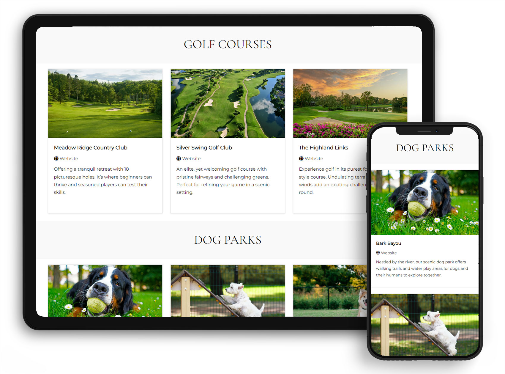 local business for golf courses and dog parks